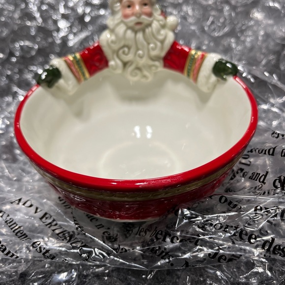 Fitz & Floyd Crimson Candy Nut Bowl Handcrafted Hand Painted 2016 Santa Holiday - Picture 6 of 6